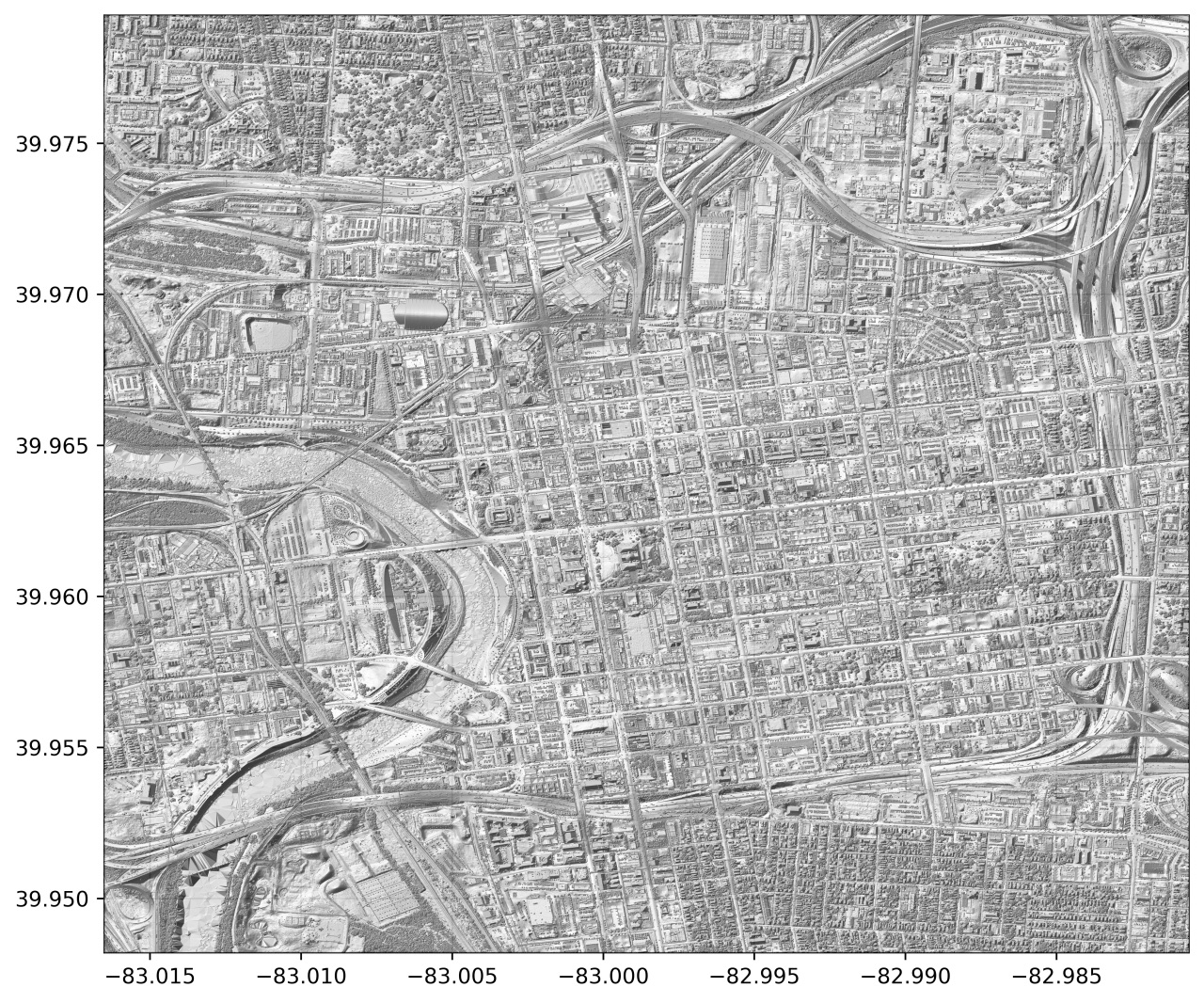 🏙️ Downtown Columbus, OH, USA 🇺🇸<br>[1m LiDAR, data from USGS 3DEP (3D Elevation Program)]</br>