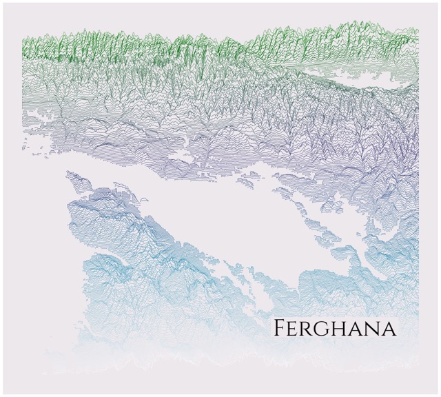 🇺🇿 🇹🇯 🇰🇬 Fergana Valley elevation, ridge plot terrain chart ⛰️<br>[data from terradactile.sparkgeo.com]