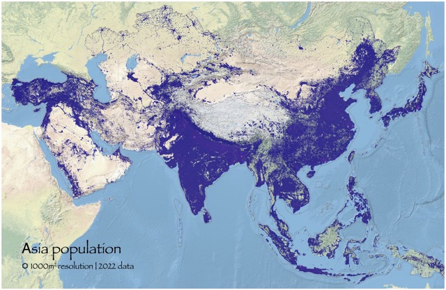 🌐 Population of Asia [colored-basemap-terrain]