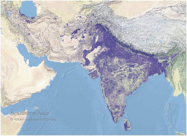 🌐 Population of Southern Asia [colored-basemap-terrain]
