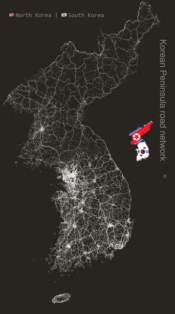 🇰🇷 🇰🇵 Road network of South​ Korea (ROK) and North Korea​ (DPRK​) 🛣️