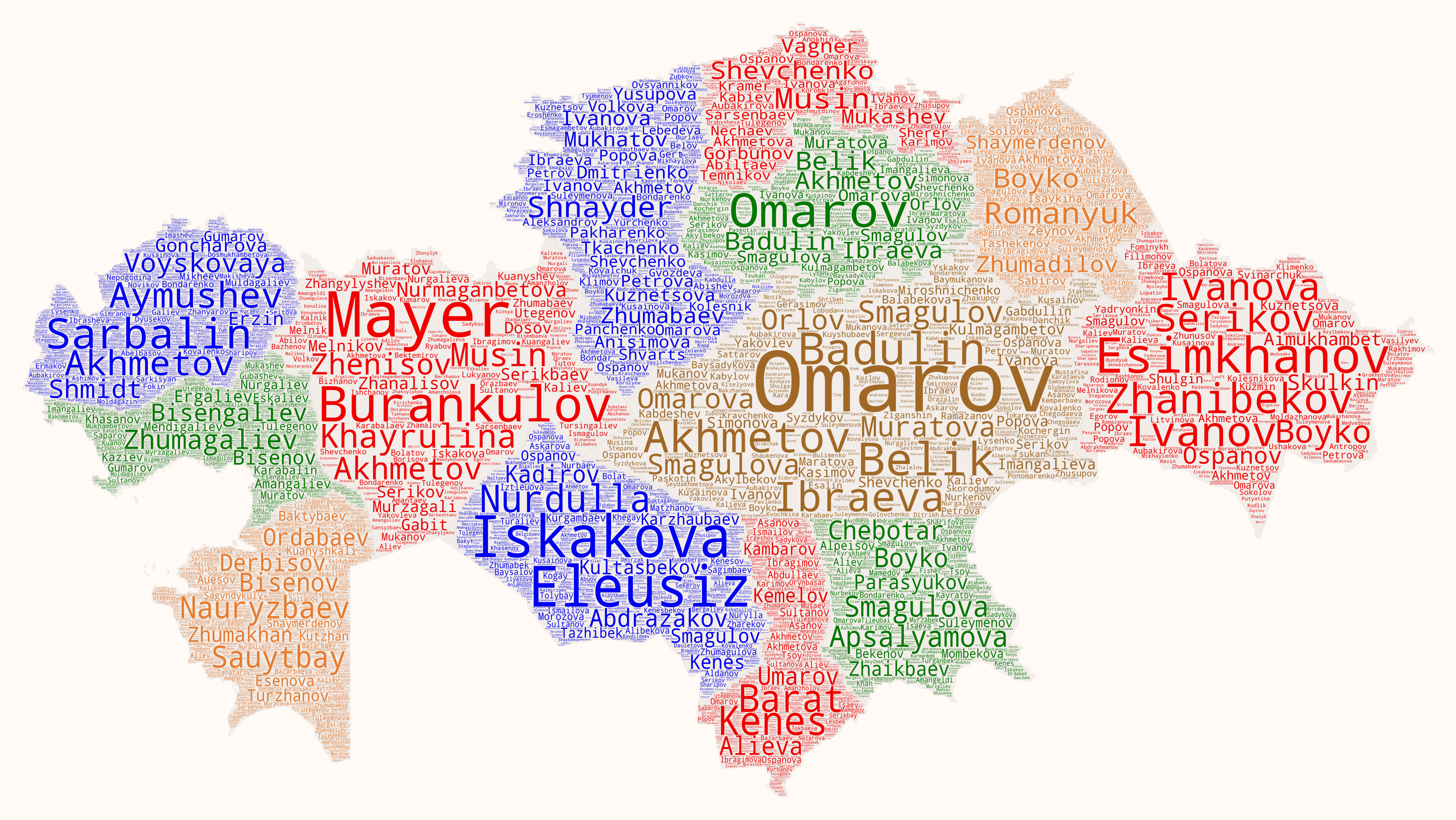 [method 2] Surnames of of Kazakhstan, by admin region<br>(true raster, .jpeg)