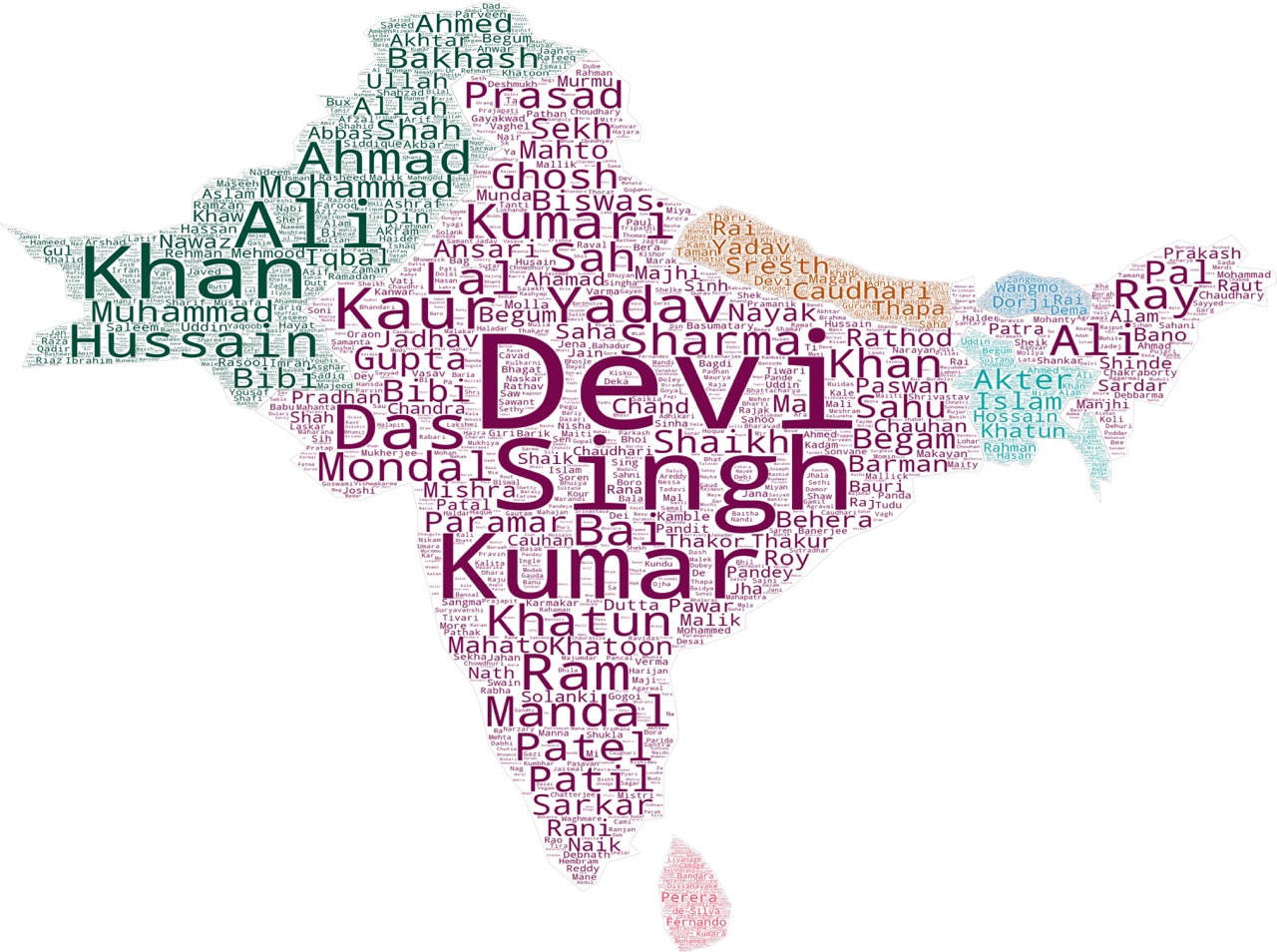 [method 1] 🇮🇳 🇵🇰 🇧🇩 🇳🇵 🇱🇰 🇲🇻 🇧🇹 Surnames of Indian Subcontinent (true raster, .jpeg)️