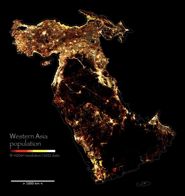 🌐 Population of Western Asia [hot]<br>[WGS 84 (EPSG:3857) | UN M49 | ⬡ 400m2 Kontur Population dataset - 2022/June]