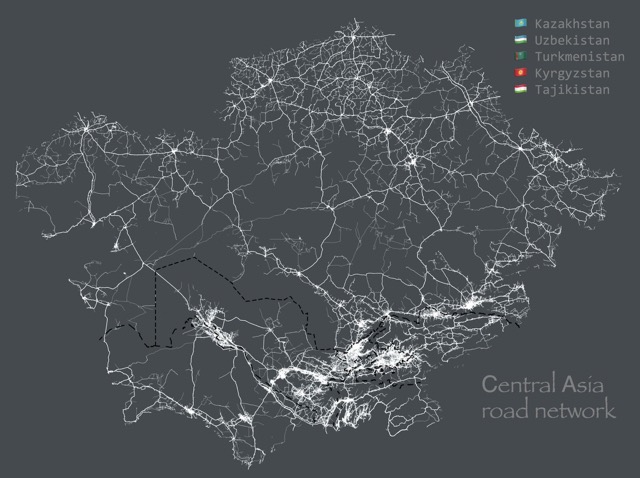 🇰🇿 🇰🇬 🇺🇿 🇹🇯 🇹🇲 Road network of Central Asia 🛣️</br>