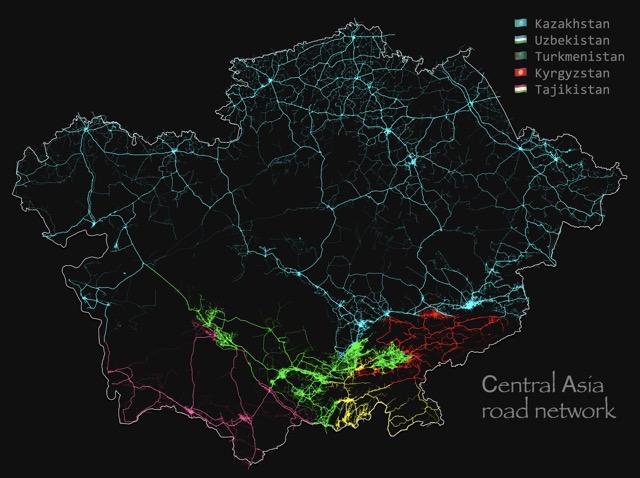 🇰🇿 🇰🇬 🇺🇿 🇹🇯 🇹🇲 Road network of Central Asia 🛣️</br>