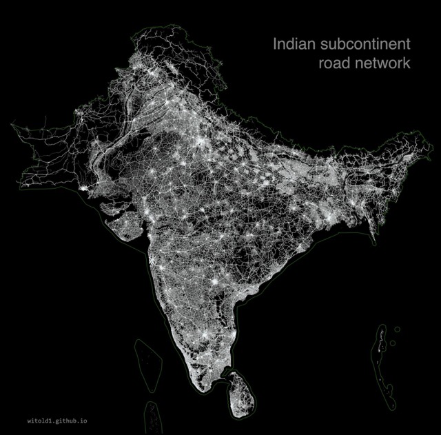 🇮🇳 🇵🇰 🇧🇩 🇳🇵 🇱🇰 🇲🇻 🇧🇹 Road network of Indian subcontinent 🛣️