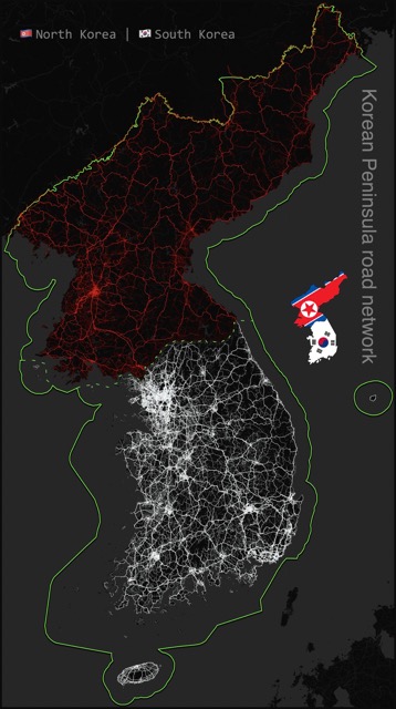 🇰🇷 🇰🇵 Road network of South​ Korea (ROK) and North Korea​ (DPRK​) 🛣️