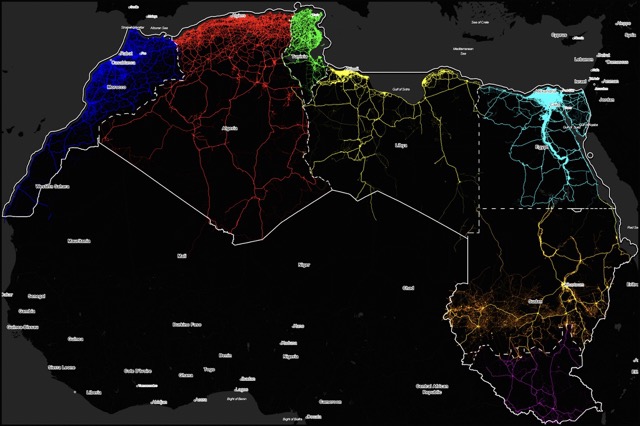 🇩🇿 🇲🇦 🇪🇭 🇹🇳 🇱🇾 🇪🇬 🇸🇩 🇸🇸 Road network of Northern Africa states 🛣️