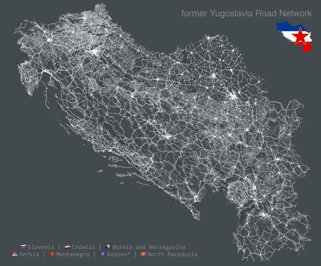 🇷🇸 🇸🇮 🇭🇷 🇲🇪 🇽🇰 🇧🇦 🇲🇰 Road network of former Yugoslavia 🛣️