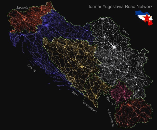 🇷🇸 🇸🇮 🇭🇷 🇲🇪 🇽🇰 🇧🇦 🇲🇰 Road network of former Yugoslavia 🛣️