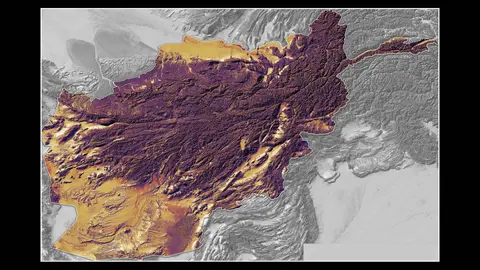 🇦🇫 Afghanistan elevation, shaded terrain ⛰️